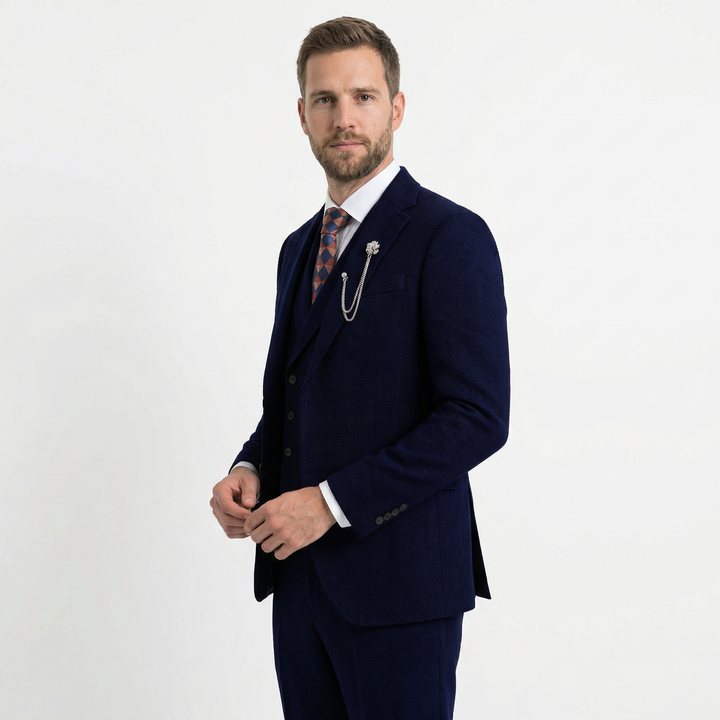 Tweed Herringbone 3-teiliger Anzug