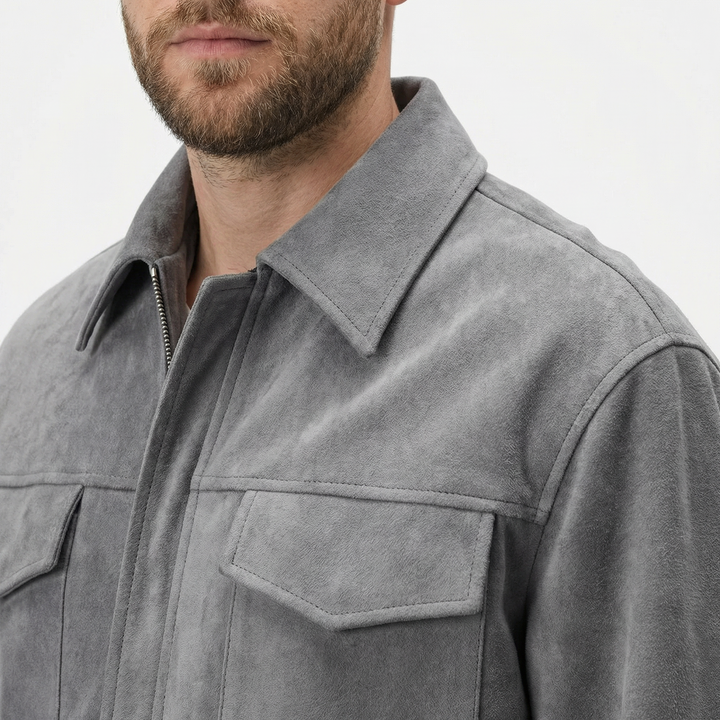 Herren Wildlederjacke Loose Fit