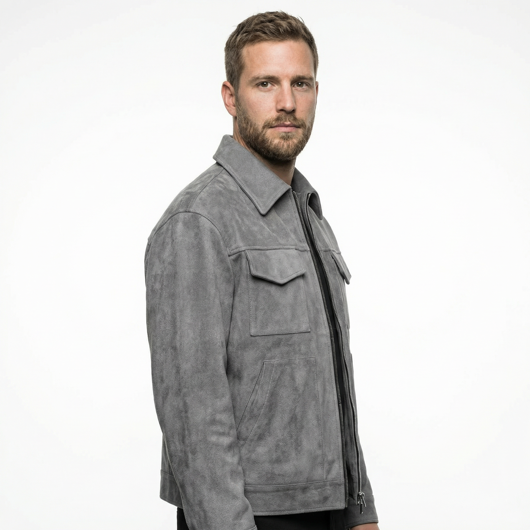 Herren Wildlederjacke Loose Fit