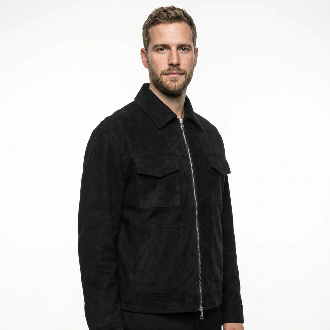 Herren Wildlederjacke Loose Fit