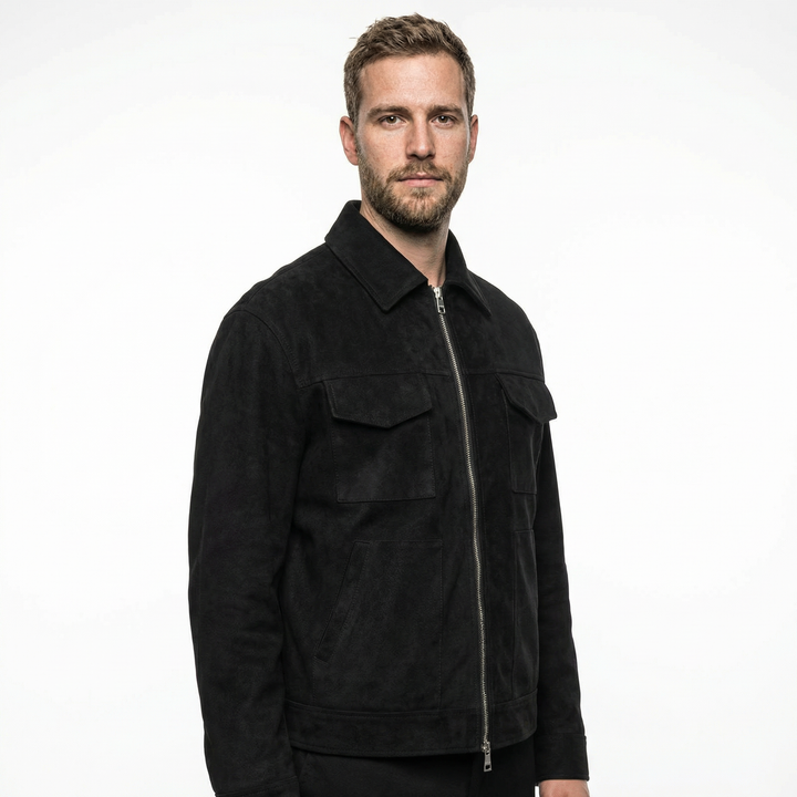 Herren Wildlederjacke Loose Fit