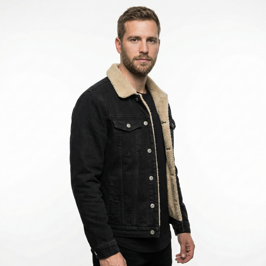 Herren Jeansjacke Mit Pelzfutter