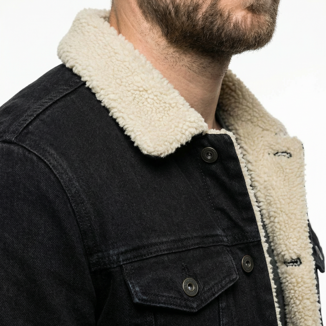 Herren Jeansjacke Mit Pelzfutter