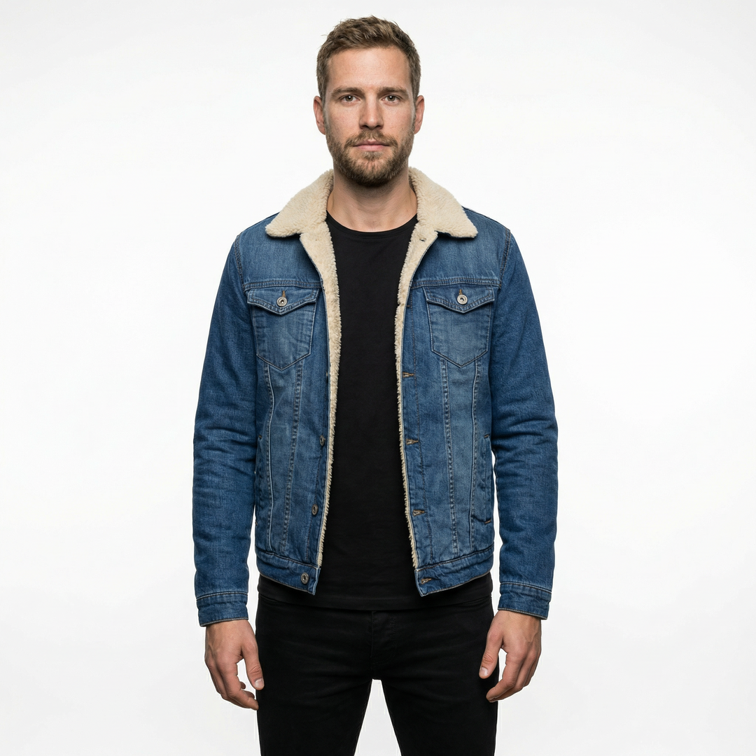 Herren Jeansjacke Mit Pelzfutter
