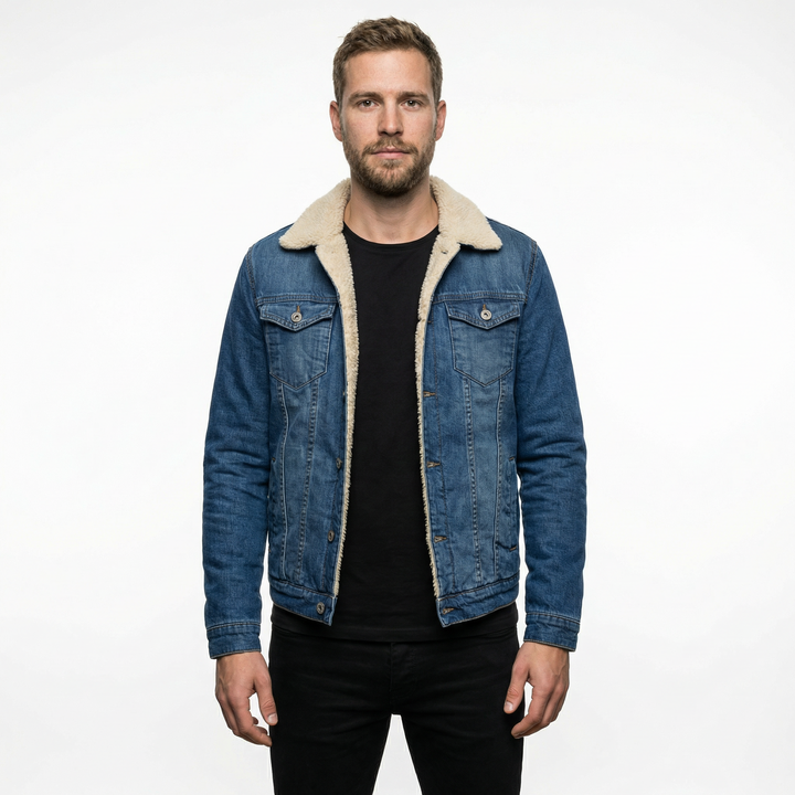 Herren Jeansjacke Mit Pelzfutter