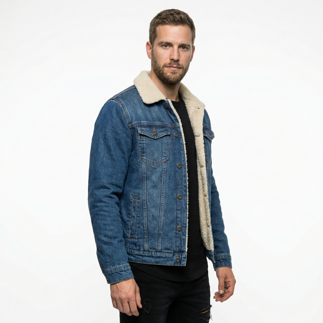 Herren Jeansjacke Mit Pelzfutter