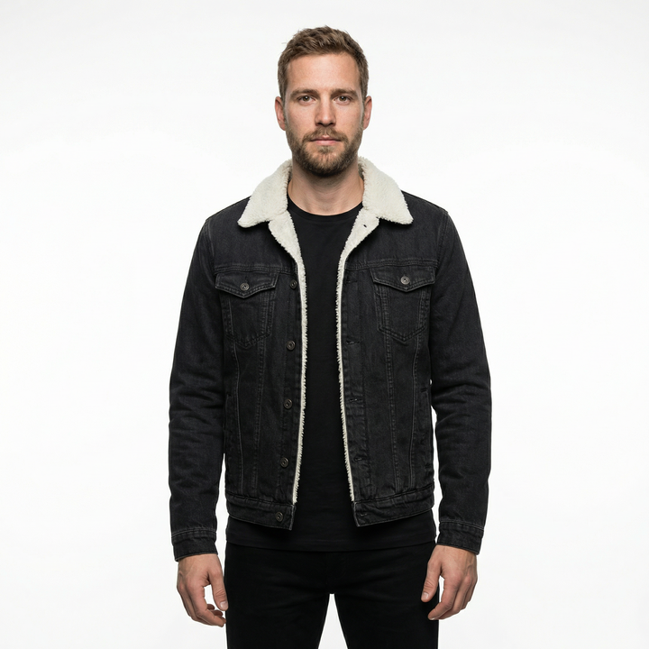 Herren Jeansjacke Mit Pelzfutter