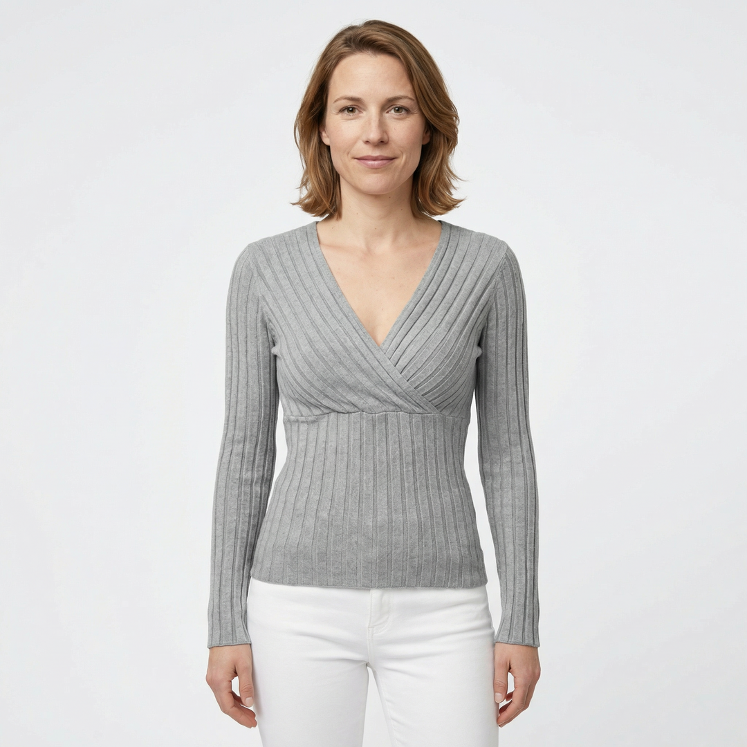 Damen V-Ausschnitt Langarmshirt