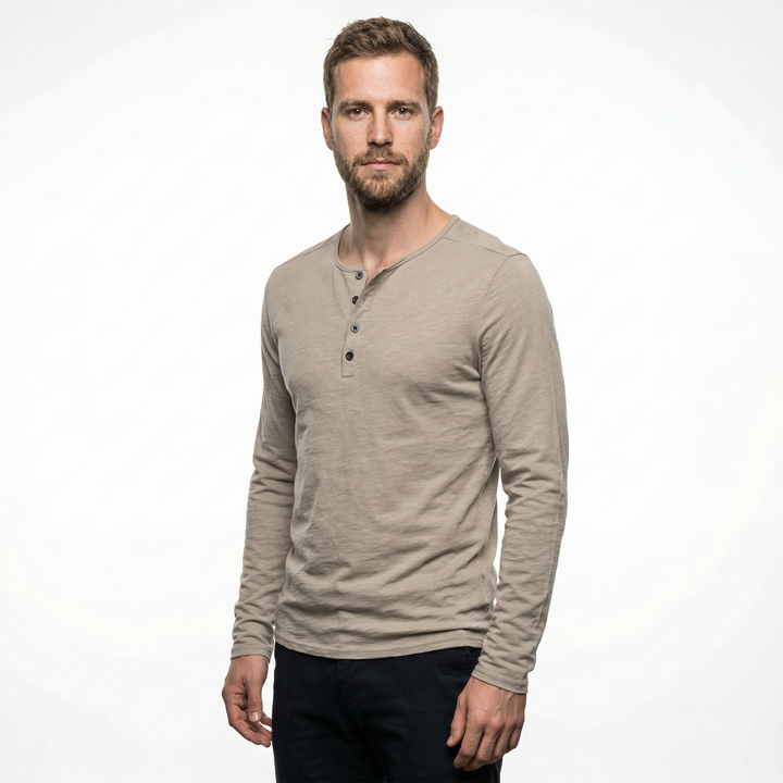 Nahaufnahme Stoff und Struktur, Herren Baumwoll-Langarmshirt