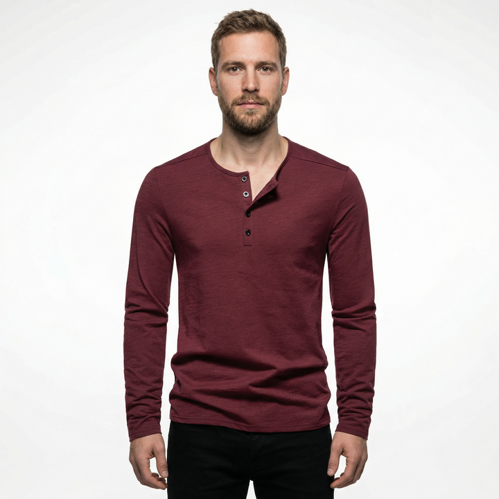 Herren Baumwoll-Shirt Slim Fit, Ganzkörper-Vorderansicht am Model