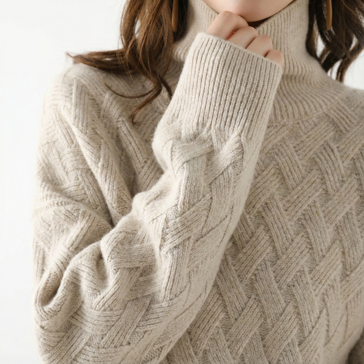 Damen Struktur Rollkragenpullover Elegant