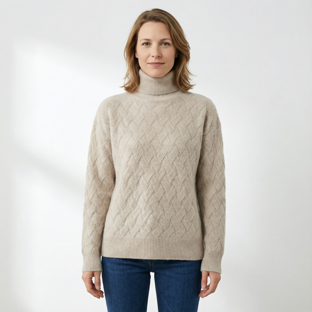 Damen Struktur Rollkragenpullover Elegant