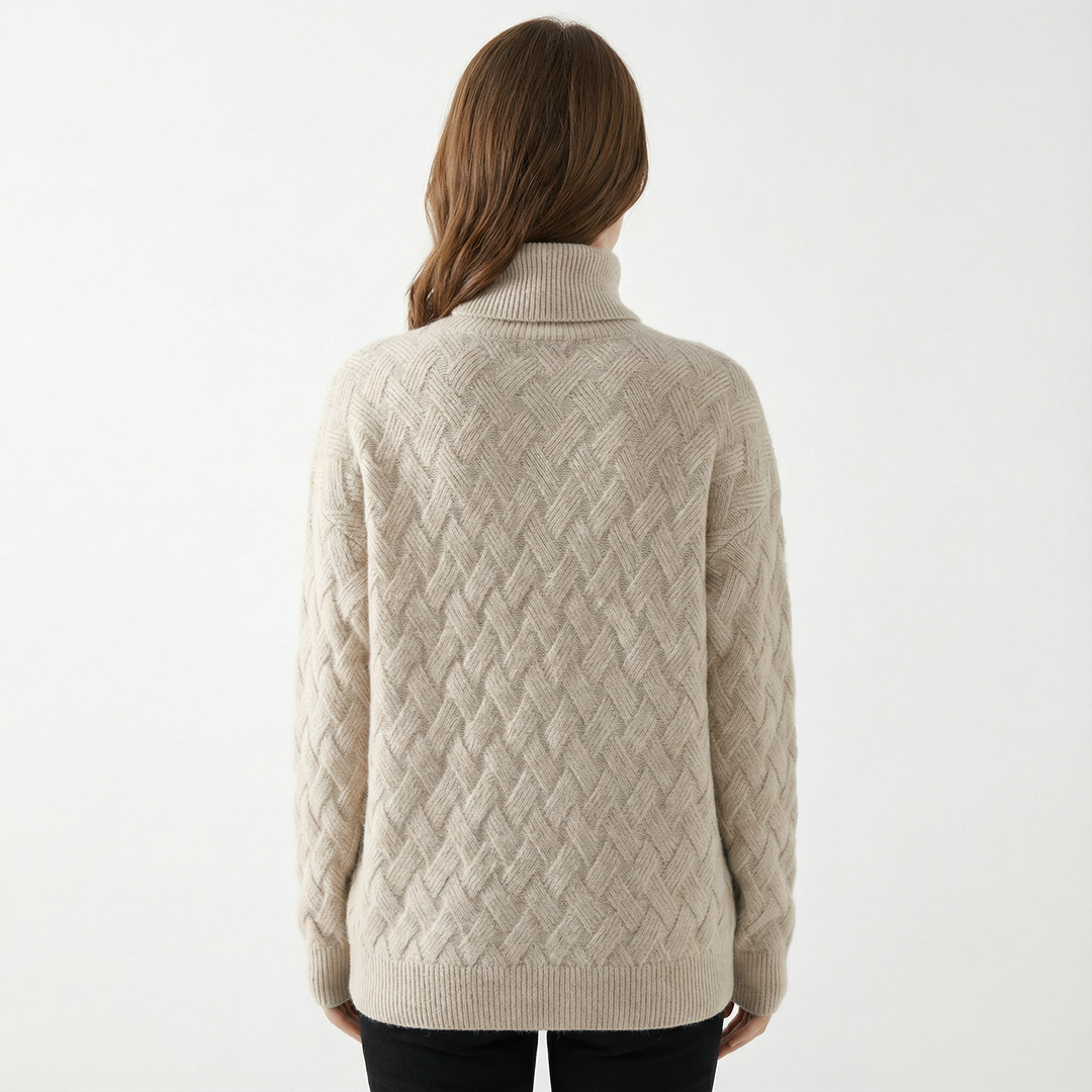 Damen Struktur Rollkragenpullover Elegant