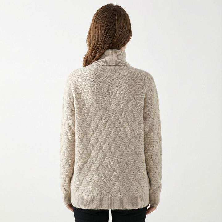 Damen Struktur Rollkragenpullover Elegant