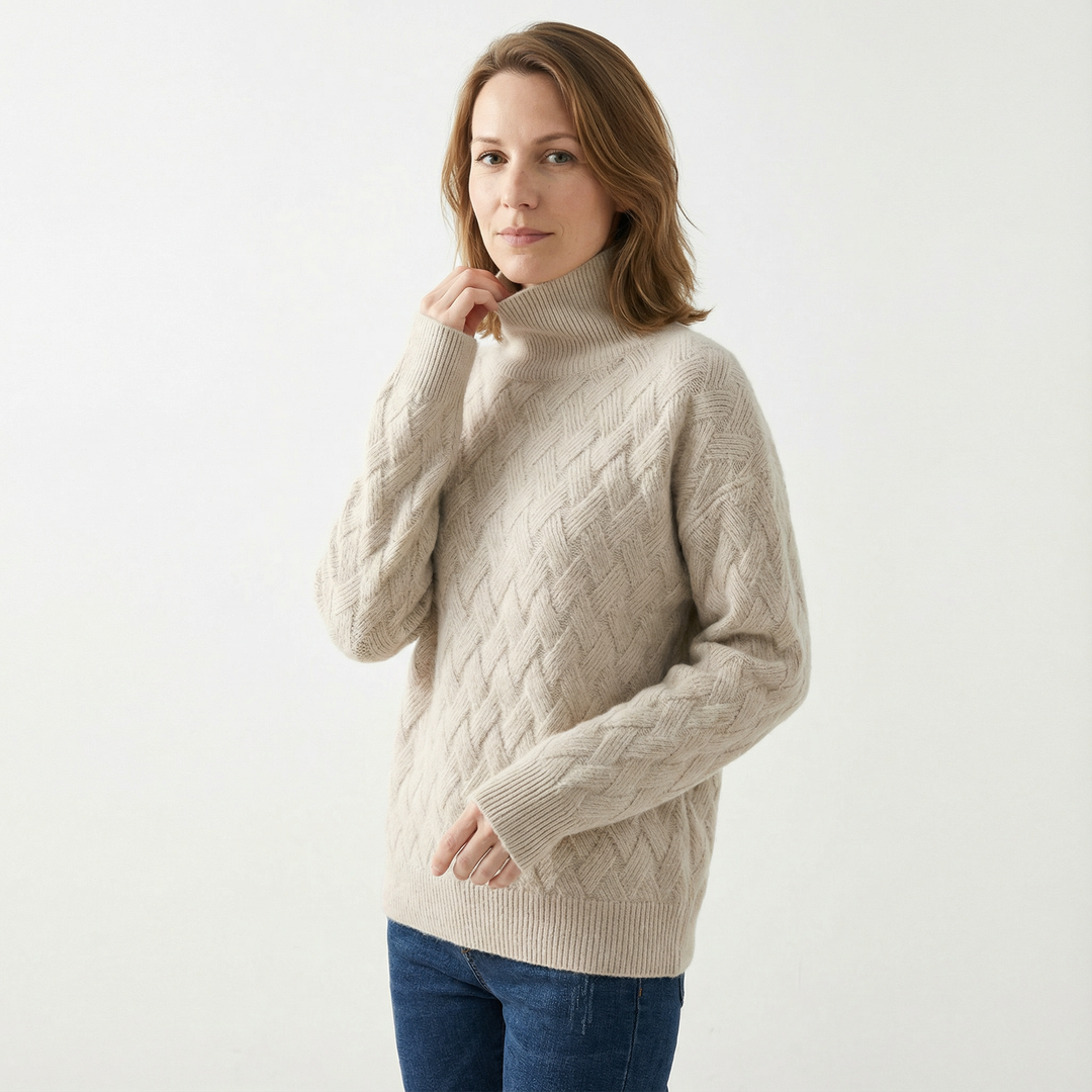 Damen Struktur Rollkragenpullover Elegant
