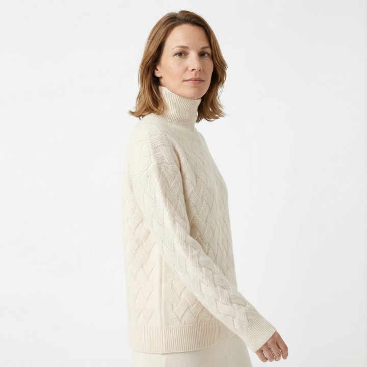 Damen Struktur Rollkragenpullover Elegant
