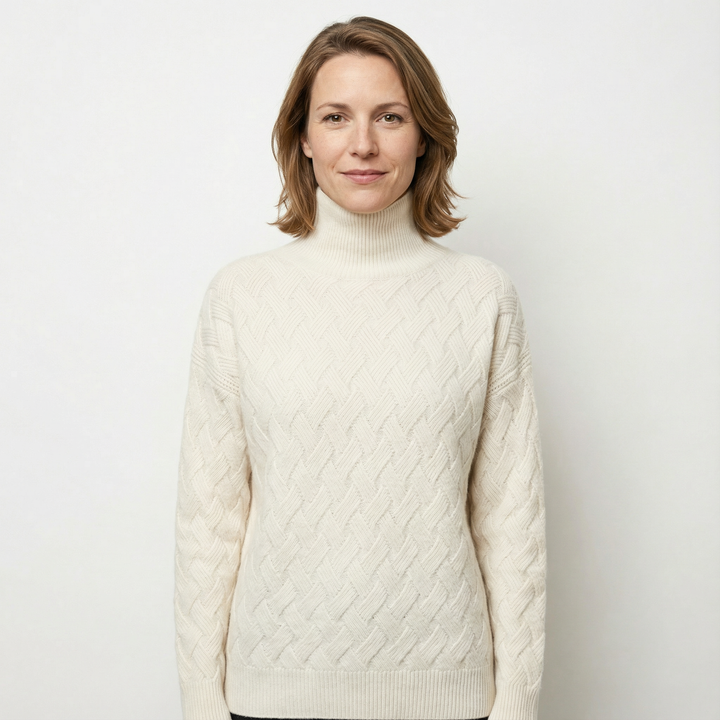 Damen Struktur Rollkragenpullover Elegant