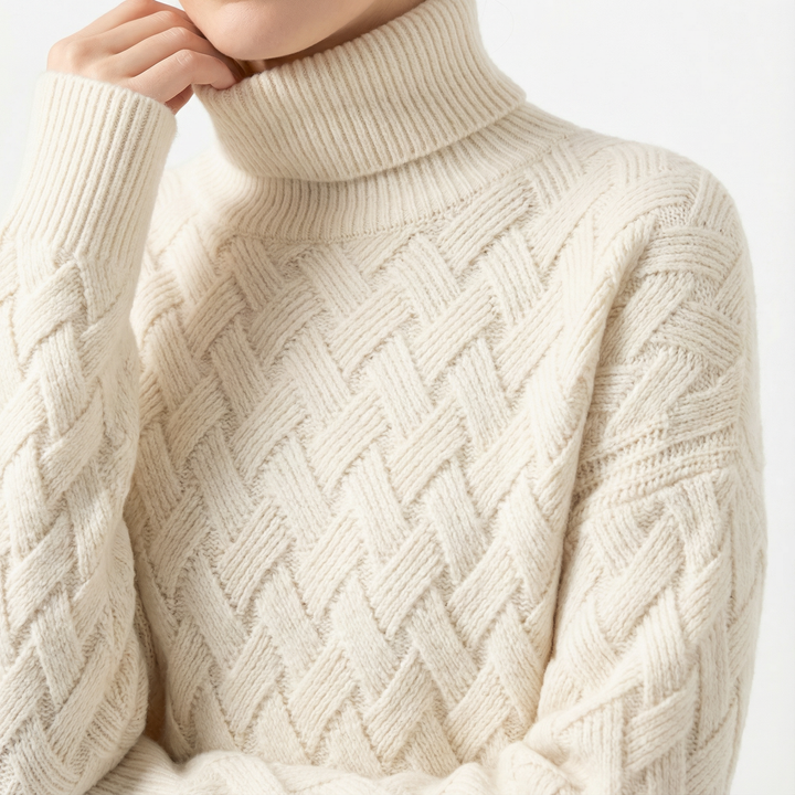 Damen Struktur Rollkragenpullover Elegant