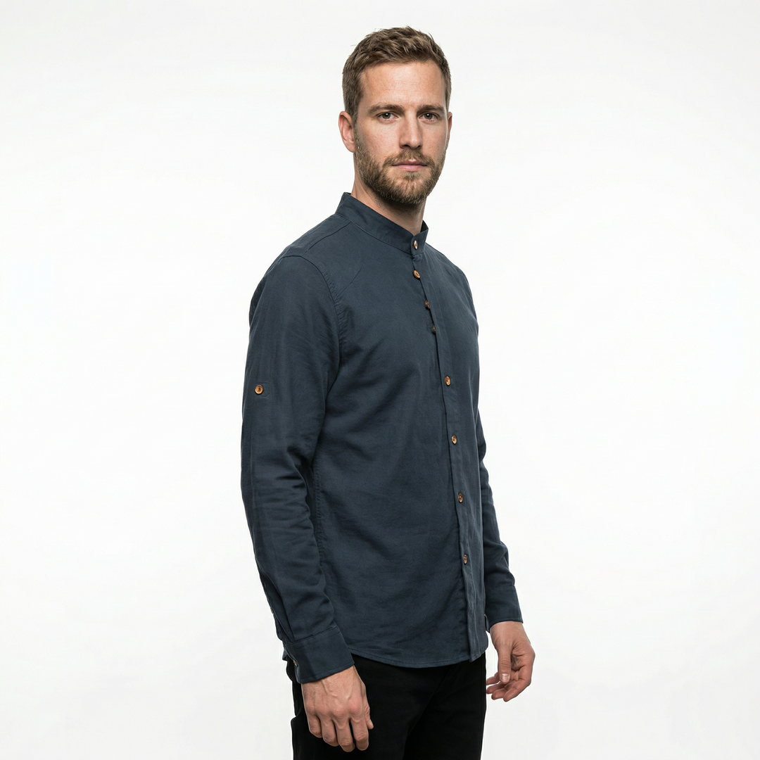 Herren Japanisches Stehkragen Hemd