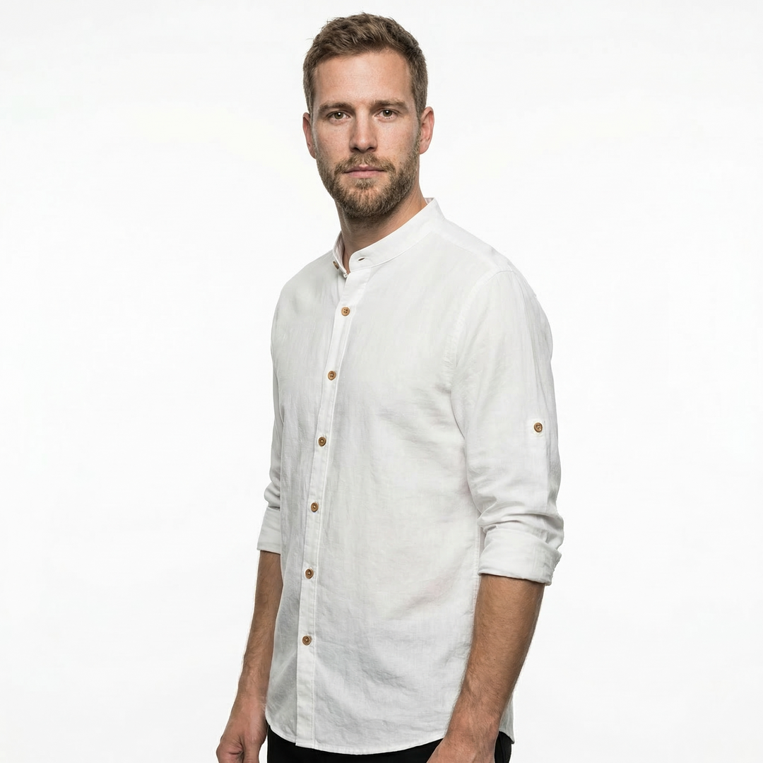 Herren Japanisches Stehkragen Hemd