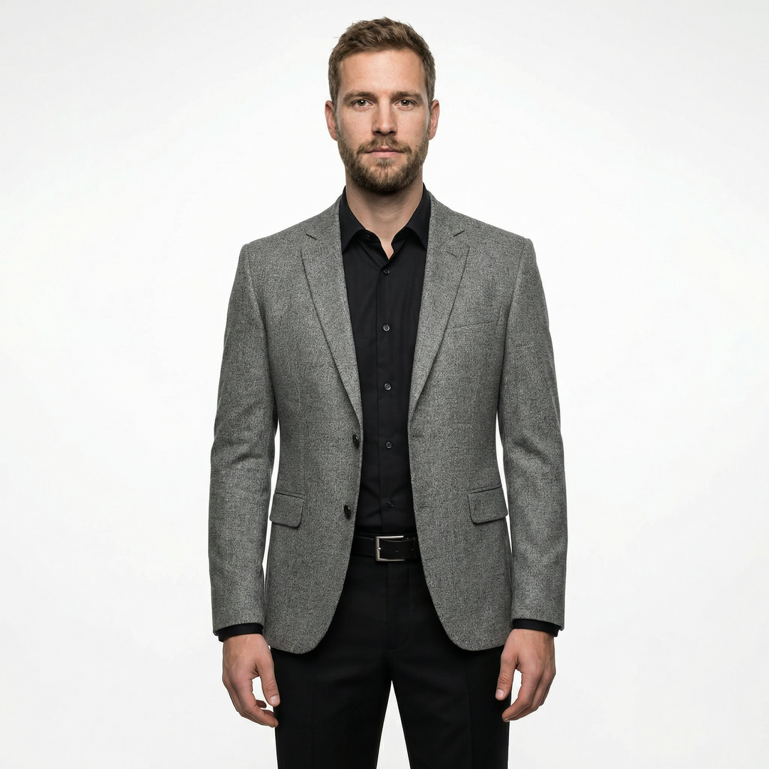 Herren Slim-Fit Blazer hellgrau, einreihig, Frontansicht