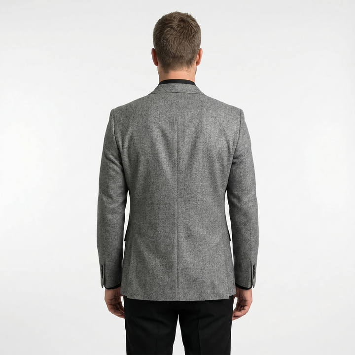 Herren Slim-Fit Blazer hellgrau, Dreiviertelansicht, seitliche Taschen