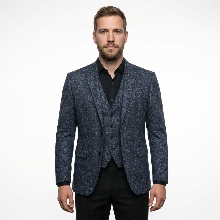 Herren Slim-Fit Blazer schwarz, einreihig, Frontansicht