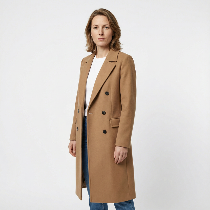 Damen Eleganter Doppelreihiger Wintermantel