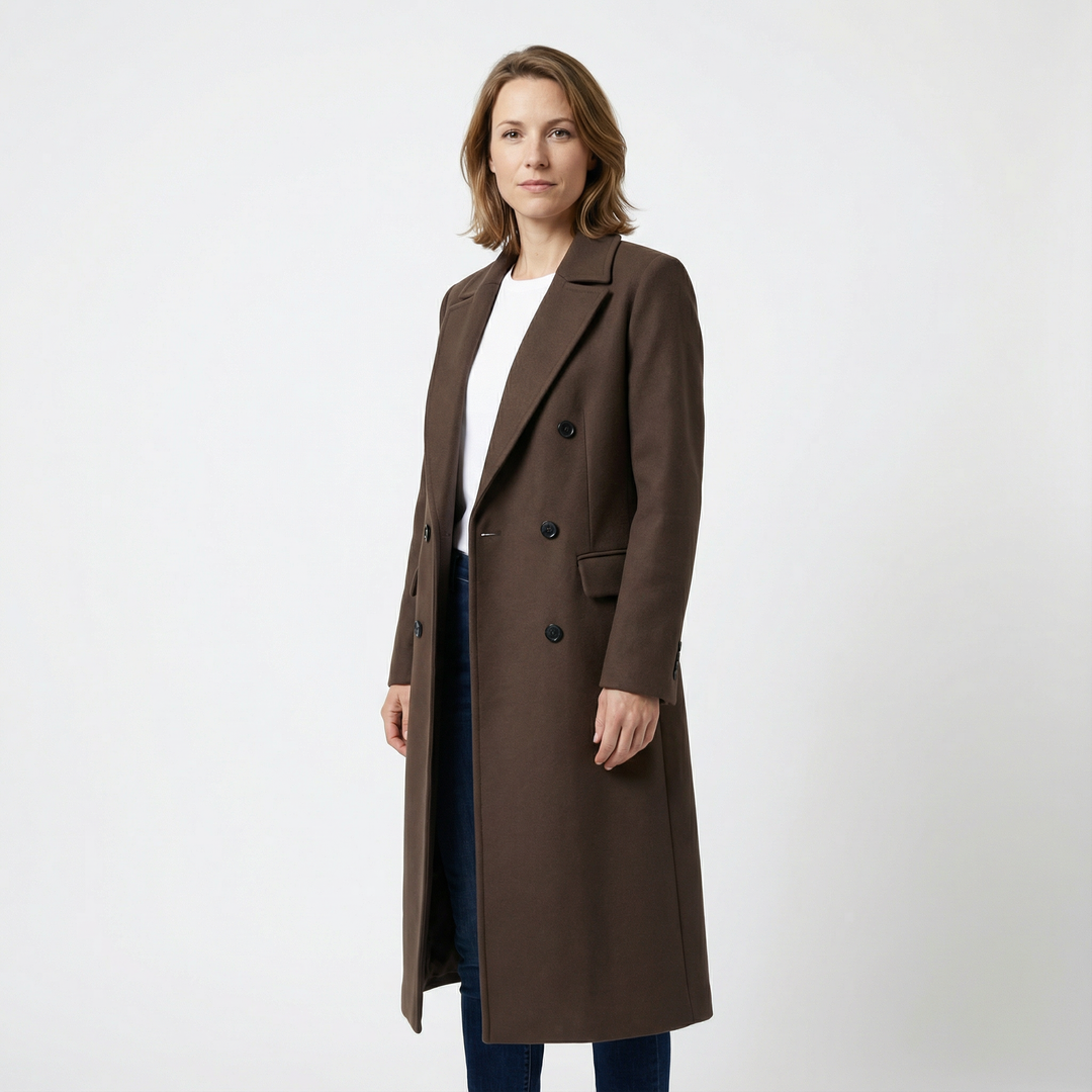 Damen Eleganter Doppelreihiger Wintermantel