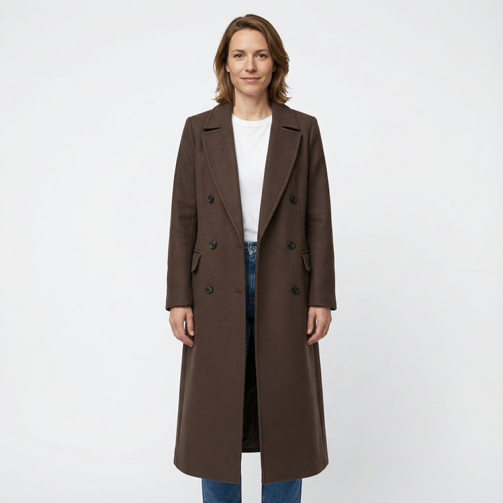 Damen Eleganter Doppelreihiger Wintermantel