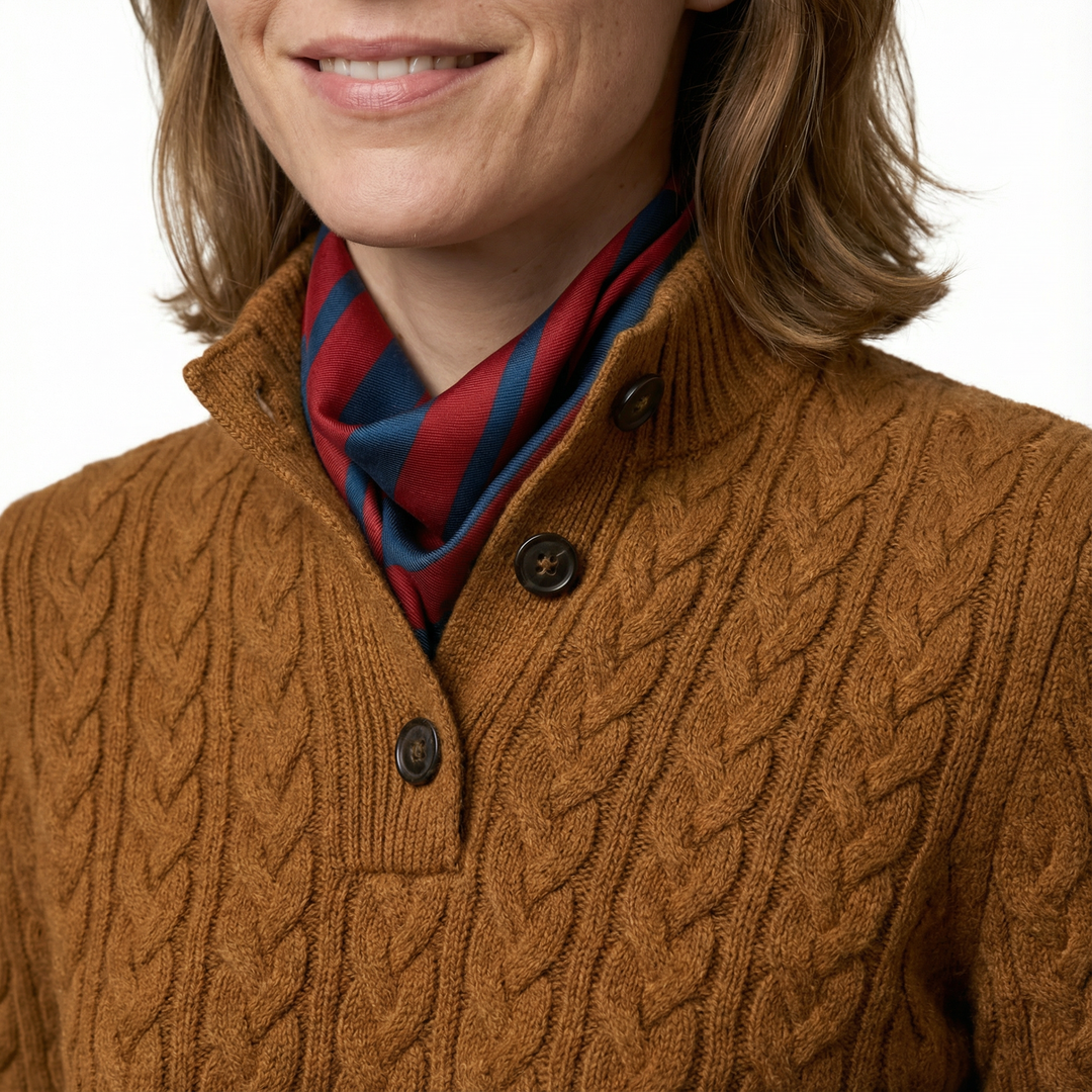 Damen Kaschmir Strickpullover Knopfleiste