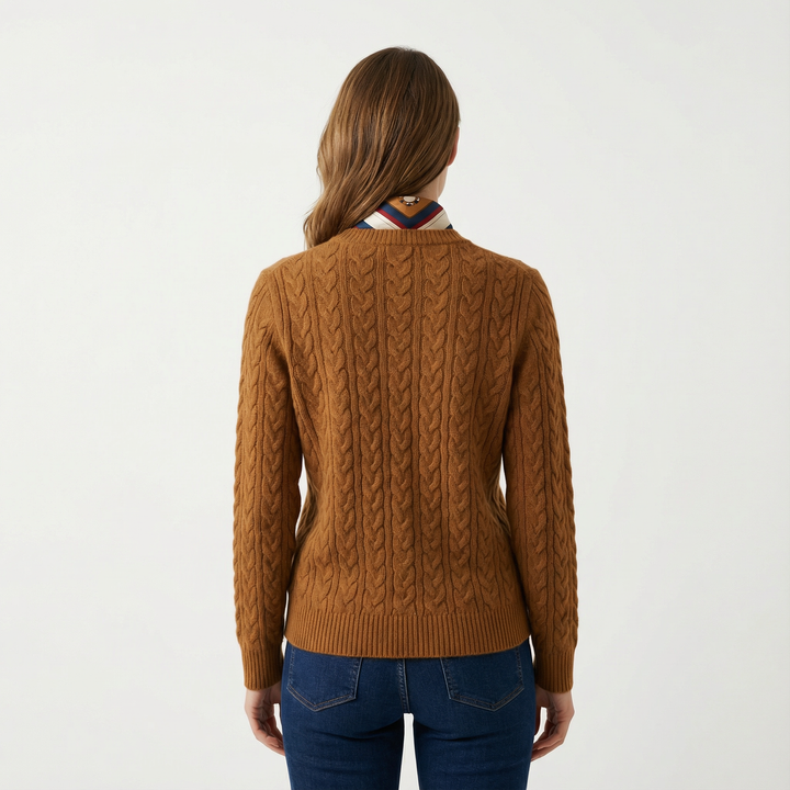 Damen Kaschmir Strickpullover Knopfleiste