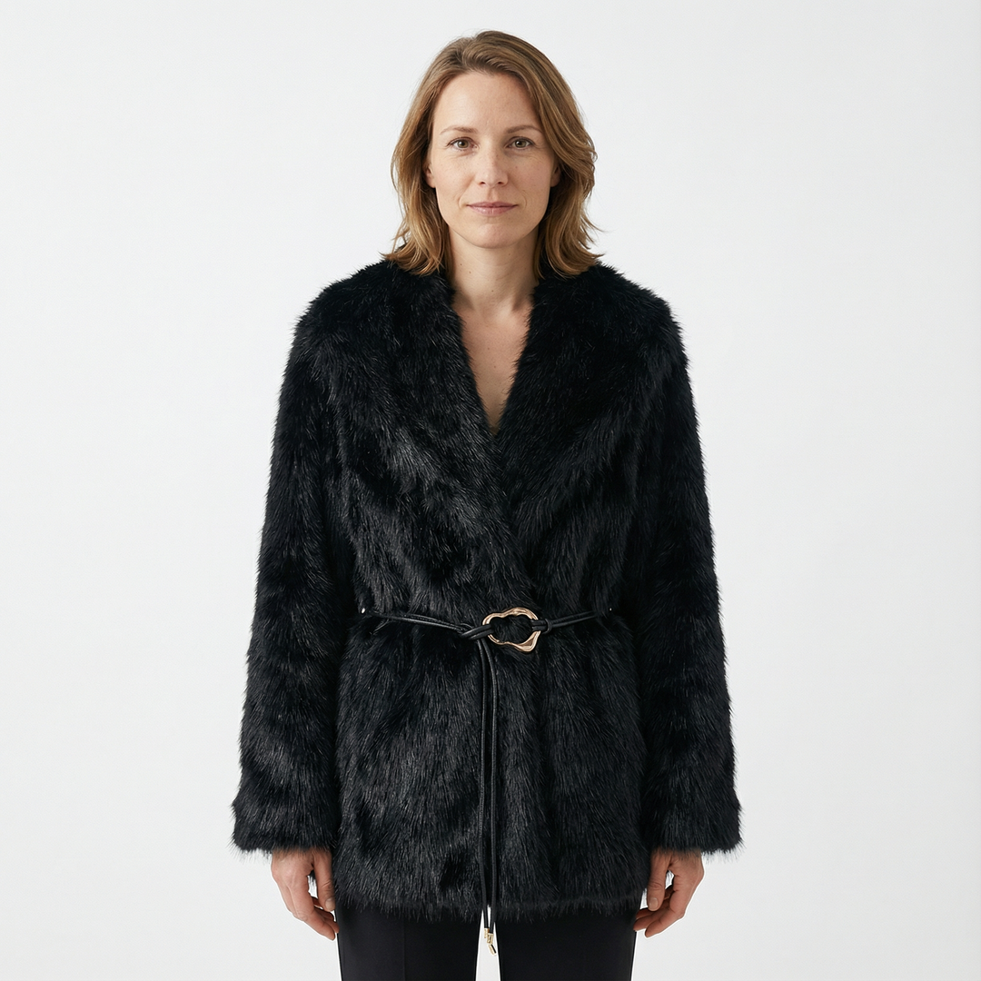 Damen Mittellanger Mantel mit Gürtel