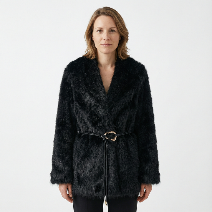 Damen Mittellanger Mantel mit Gürtel