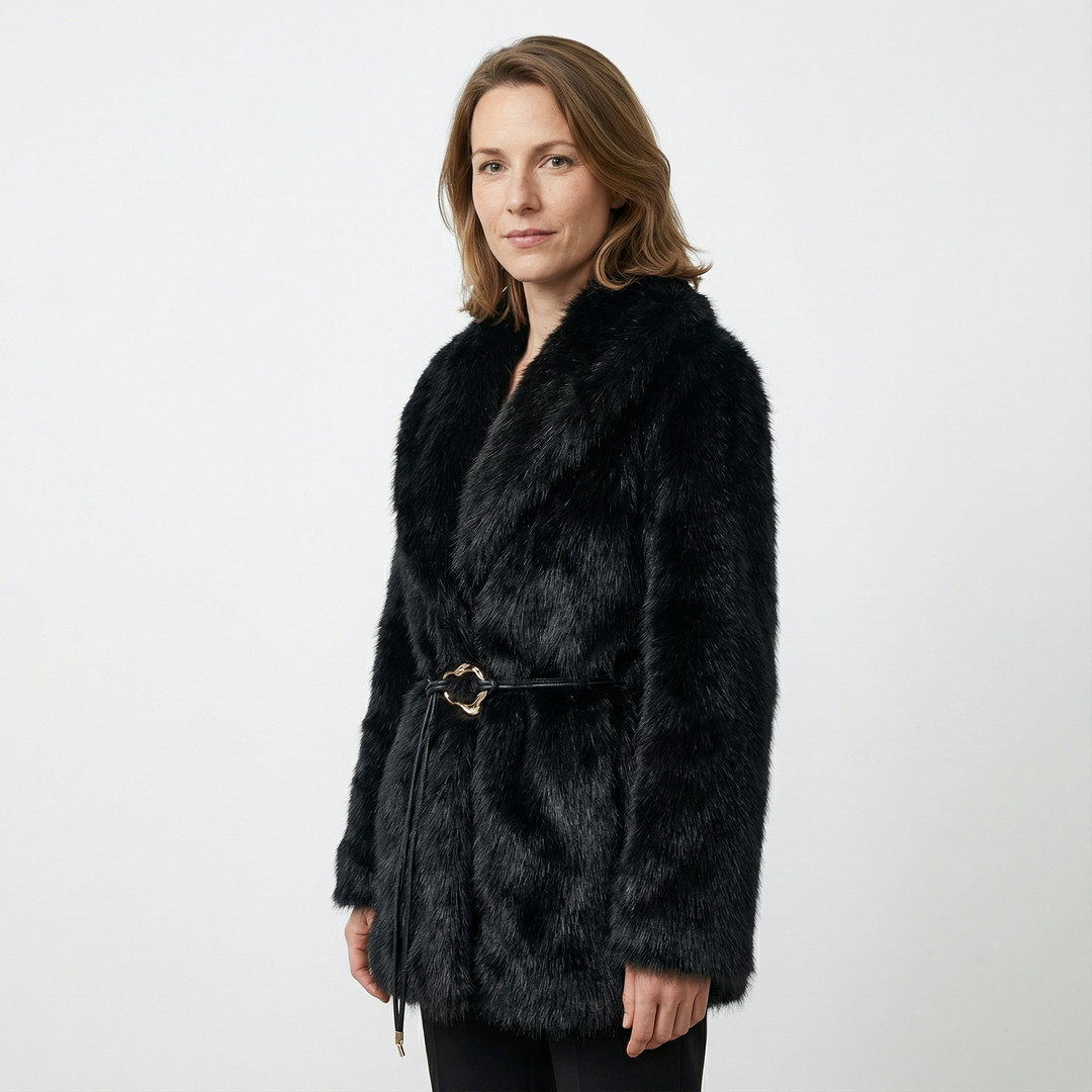 Damen Mittellanger Mantel mit Gürtel