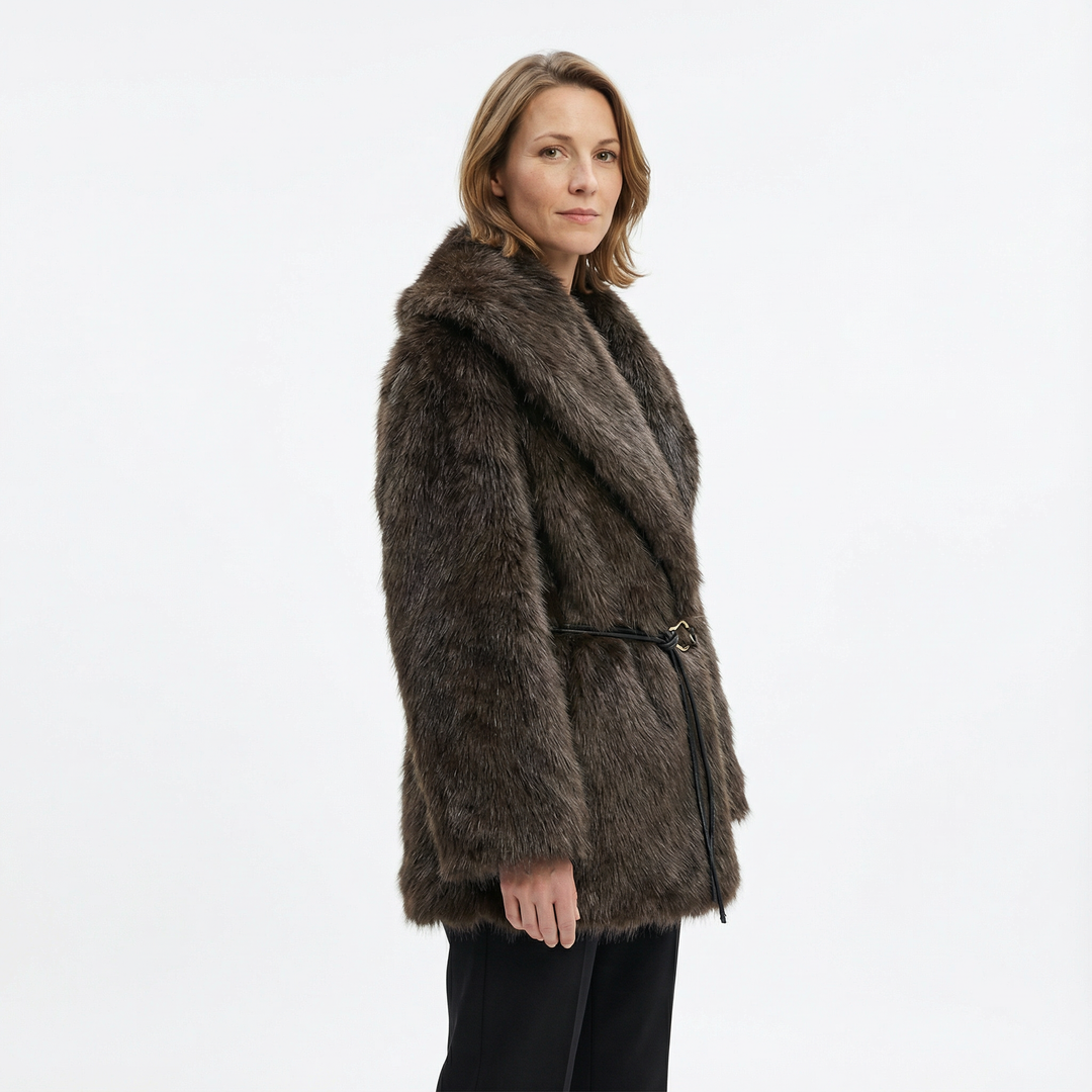 Damen Mittellanger Mantel mit Gürtel