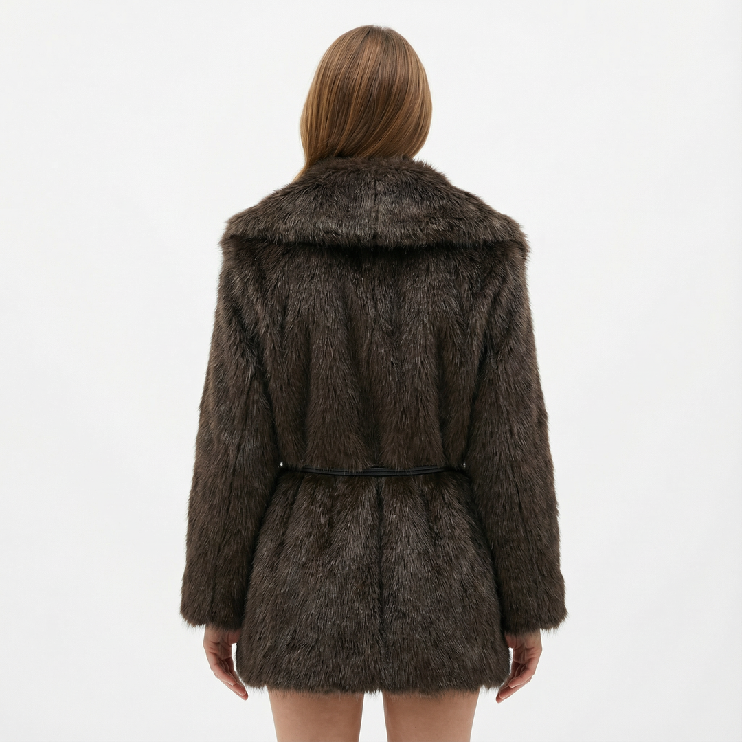 Damen Mittellanger Mantel mit Gürtel