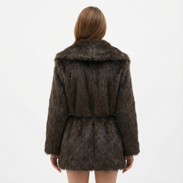 Damen Mittellanger Mantel mit Gürtel