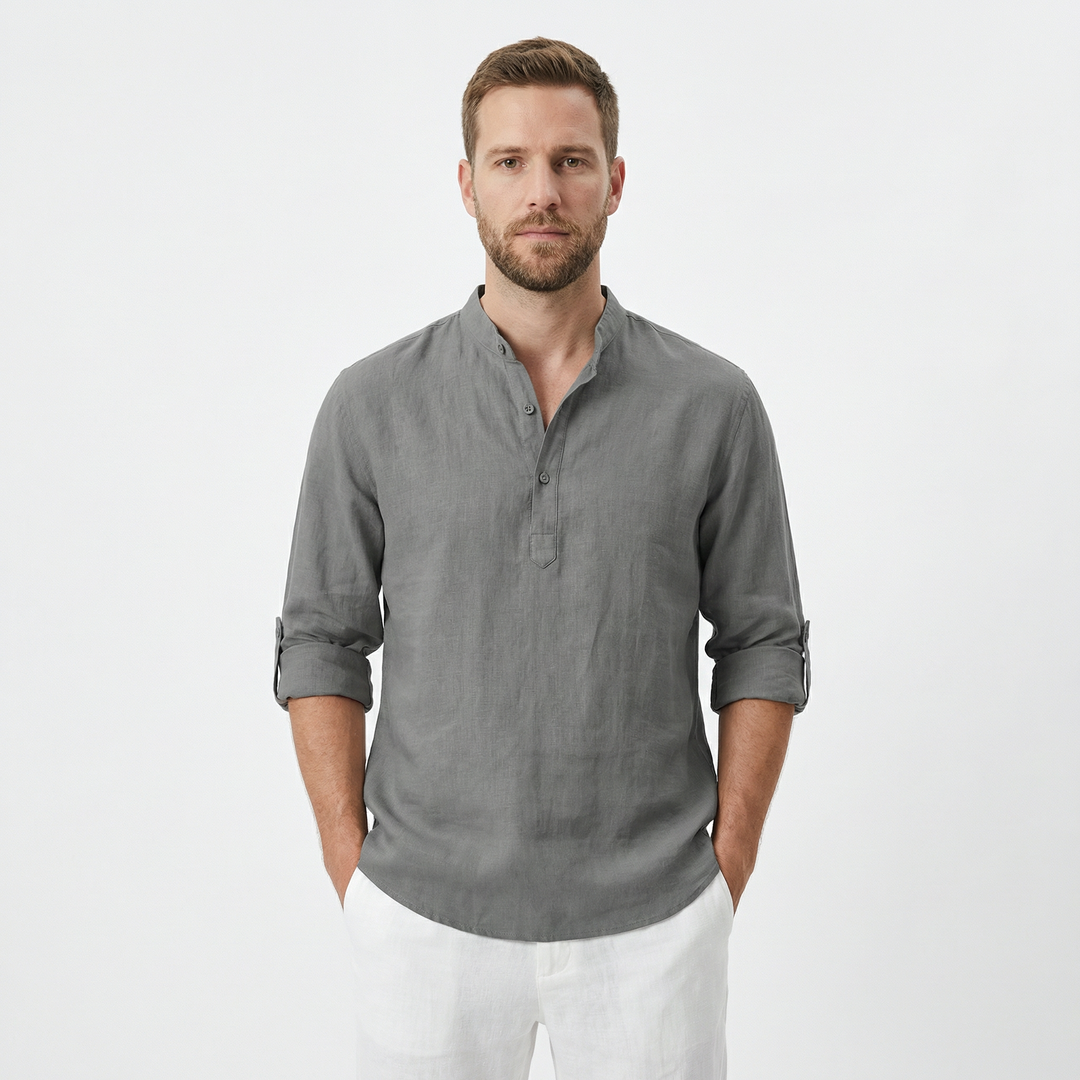 Herren-Leinenhemd Sommer Freizeit