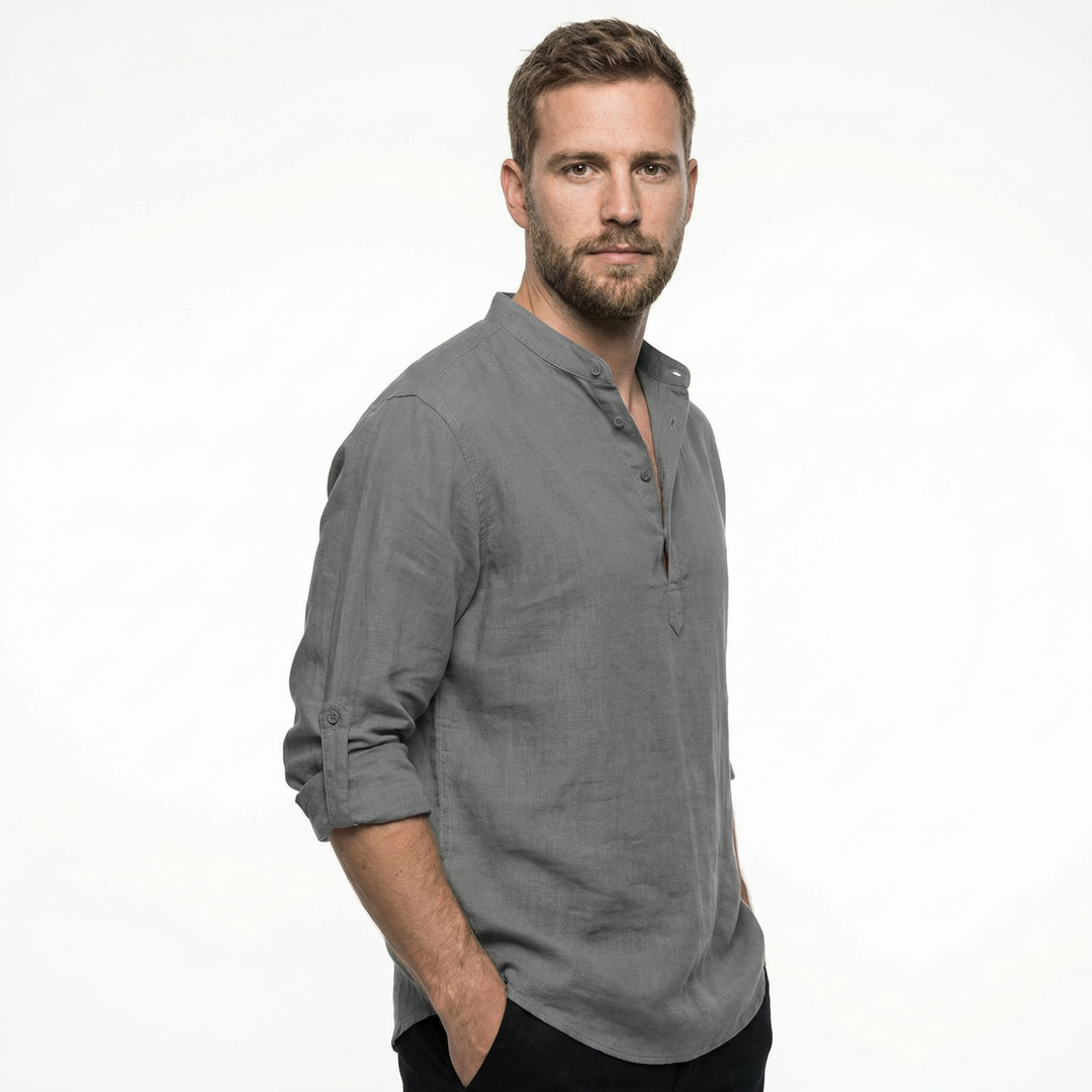 Herren-Leinenhemd Sommer Freizeit