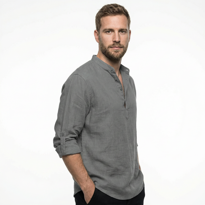 Herren-Leinenhemd Sommer Freizeit