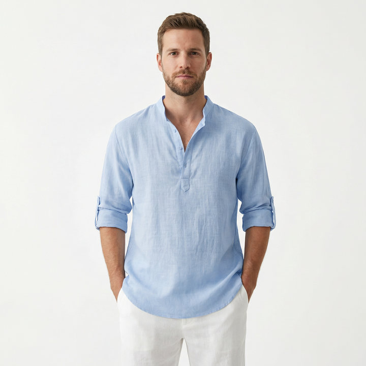 Herren-Leinenhemd Sommer Freizeit