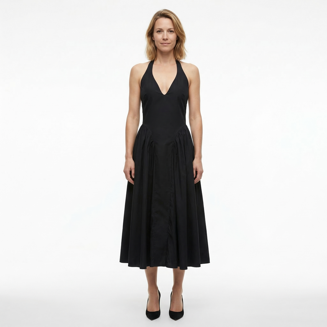 Damen Halter A-Linie Midikleid