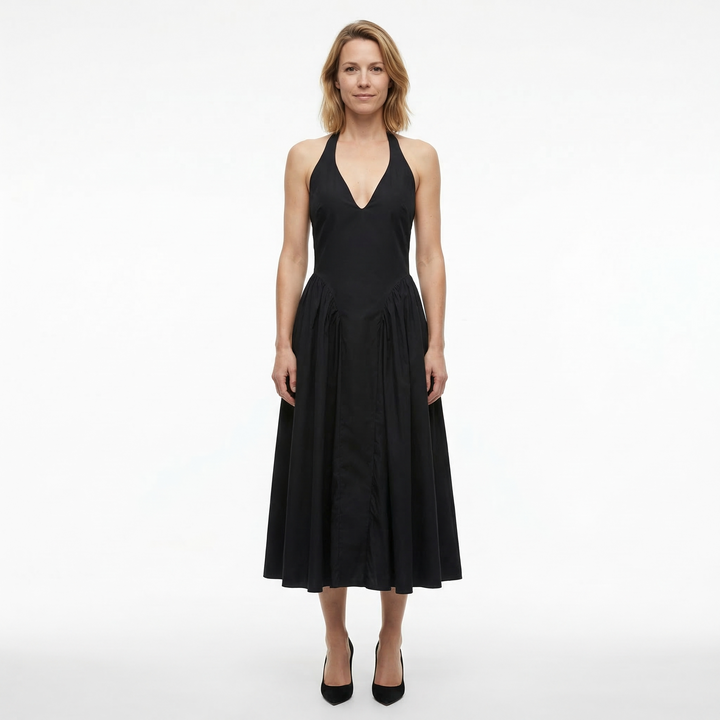 Damen Halter A-Linie Midikleid