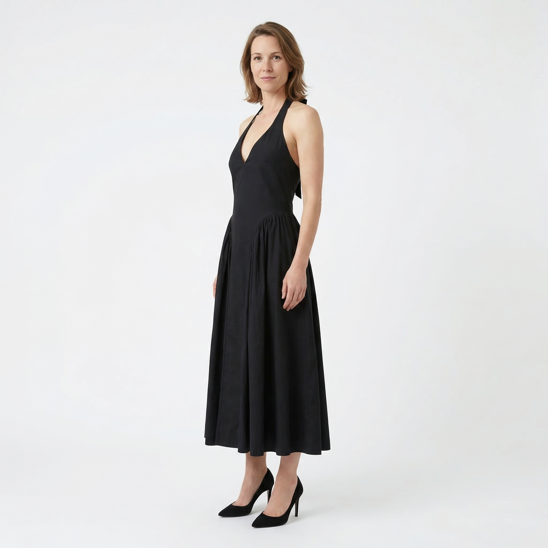 Damen Halter A-Linie Midikleid