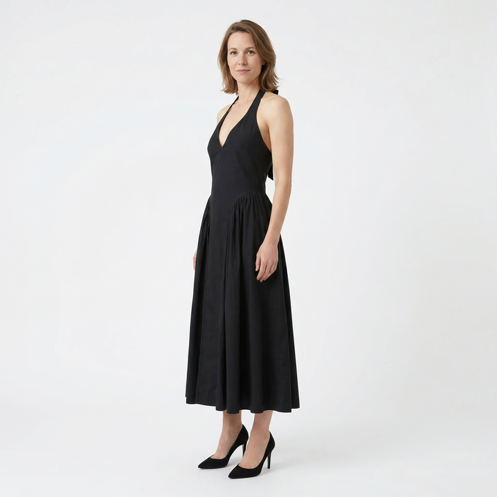 Damen Halter A-Linie Midikleid