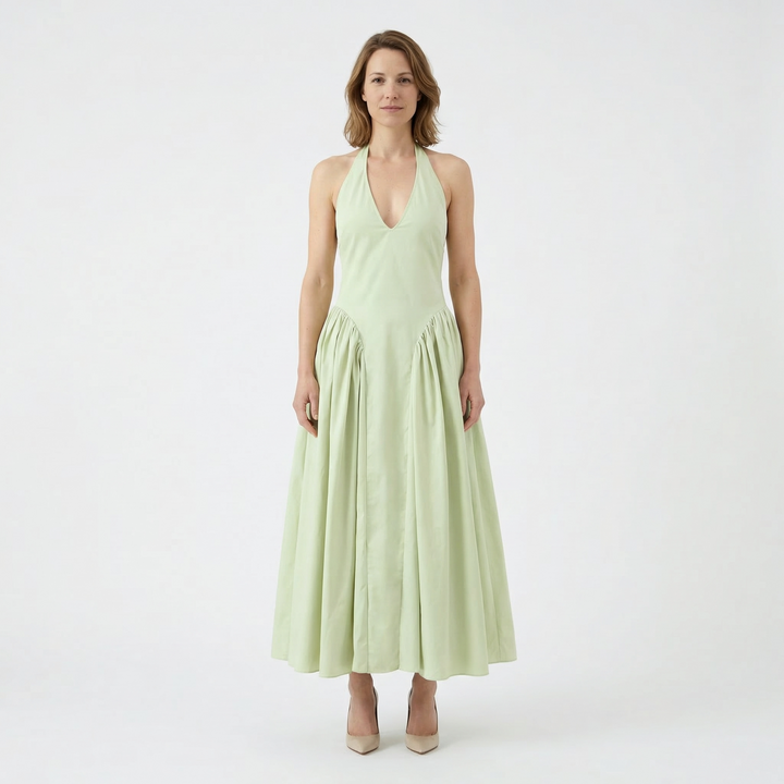 Damen Halter A-Linie Midikleid