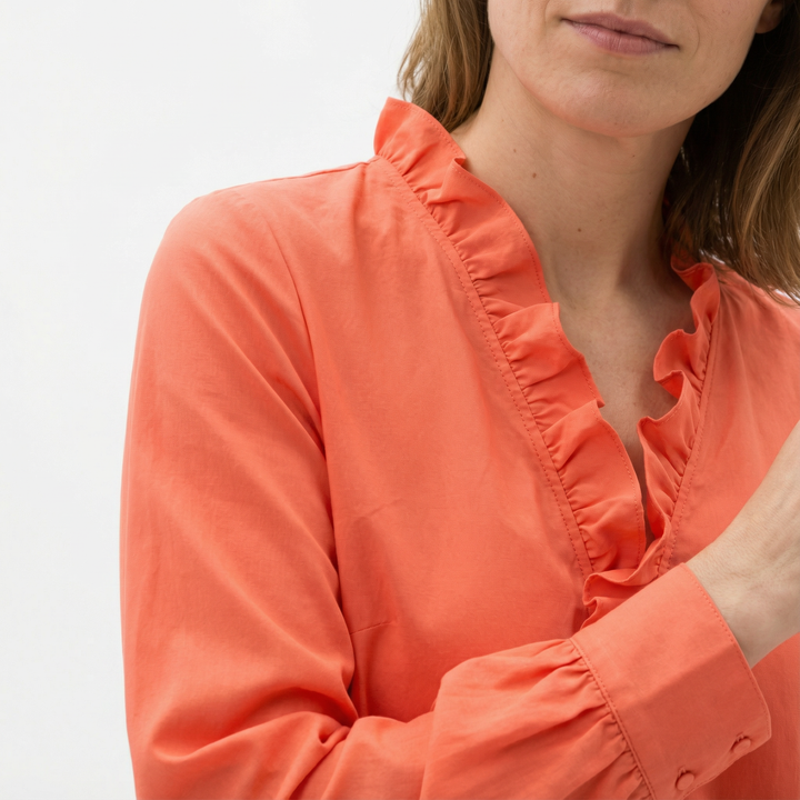 Damen Rüschenbluse V-Ausschnitt Elegant