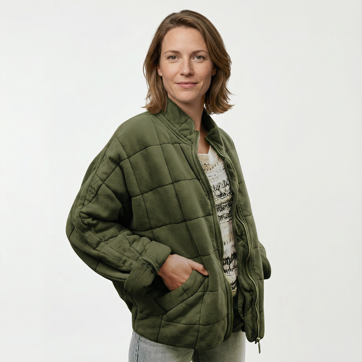 Damen Gesteppte Zip Jacke Modern