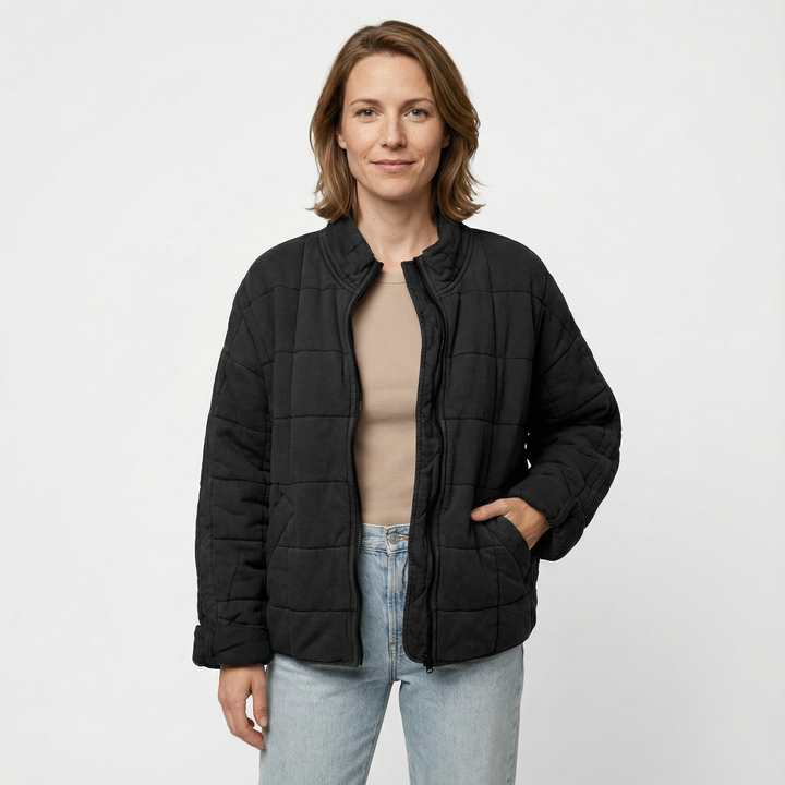 Damen Gesteppte Zip Jacke Modern